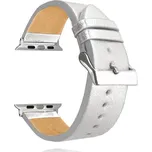 Stříbrný kožený řemínek MINET Top Grain pro APPLE WATCH 42-44 mm MSXAZS2