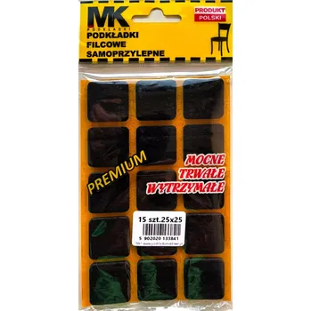 Podložka pod nábytek Samolepicí filcové podložky prémiové kvality 25x25 mm, černé