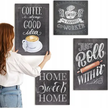 Obraz Vícedílný Obraz Na Plátně sada Káva váleček domácí pohoda 4 kusy