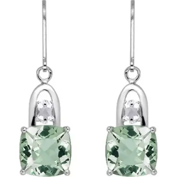 Šperk Rina S Green Amethyst and White Topaz - stříbrné náušnice se zeleným ametystem a bílým topazem