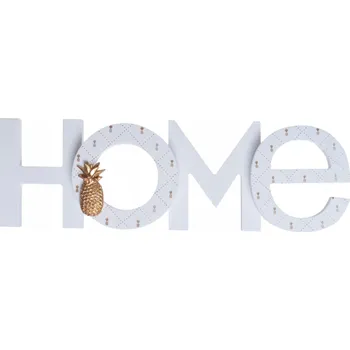 Obraz Nápis HOME s ananasem 35 cm bílo-zlatý