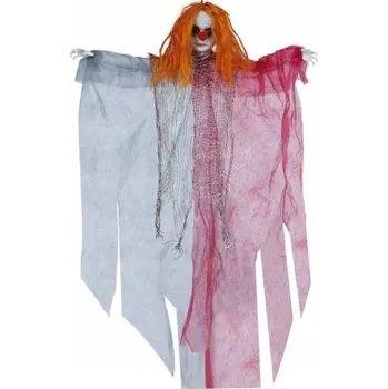 Party dekorace Guirca Visací dekorace Horrorový klaun s červeným nosem 65cm