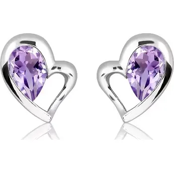Náušnice Fatma S Amethyst - stříbrné náušnice s ametystem