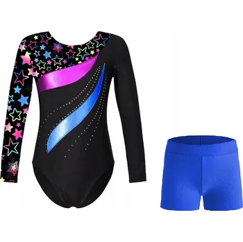 Body GYMNASTICKÝ BALETNÍ TEPLÁKOVKA S CIRKONY VE TVARU HVĚZDIČEK + KRAŤASY VEL. 100