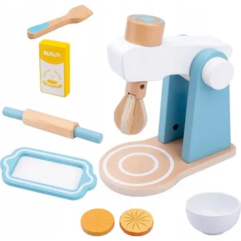 Dřevěná hračka VZDĚLÁVACÍ HRAČKA DŘEVĚNÝ MIXÉR NA TĚSTO S PŘÍSLUŠENSTVÍM PRO DĚTI 3+