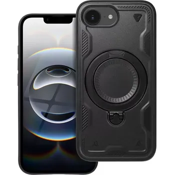 Telefonní příslušenství Frost Armor odolný kryt iPhone 16e – černý obal (Frost Armor pouzdro pro Apple iPhone 16e – odolný kryt s výklopným stojánkem a hybridní konstrukcí)