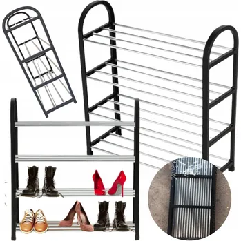 Botník BOTNÍK REGÁL STOJAN ORGANIZÉR POLICE KOV OBUV 4 ÚROVNĚ V4