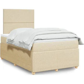 Postel Čalouněná jednolůžková postel VidaXL 120x200 cm, béžové odstíny
