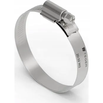 hadicová spona Zesílená Hadicová spona 20-32 šneková ( objímka W2 - nerezová ocel ) šířka 12 mm (blistr) TEGER (8 kusů)
