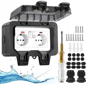 Elektrická zásuvka Venkovní zahradní dvojitá elektrická zásuvka hermetická IP66