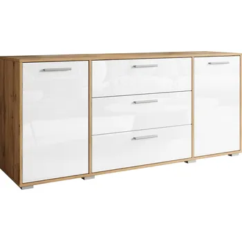 Komoda Komoda Bratex 150 x 40 x 68 cm bílá, dub wotan lesk