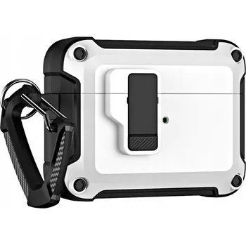 Pouzdro na mobilní telefon Pouzdro pancéřové Pro pro Airpods 4 s karabinou - bílé