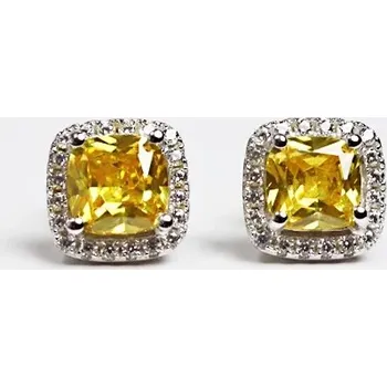 Náušnice Belis Silver Yellow - stříbrné náušnice se zirkony