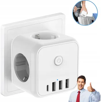 Elektrická zásuvka PRODLUŽOVACÍ KOSTKA NAPÁJECÍ 4 USB 3 ZÁSUVKY SMART LIŠTA