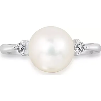 Prsten Carrie S Pearl and White Topaz - prsten ze stříbra s perlou a bílým topazem
