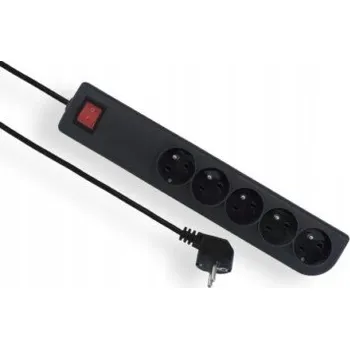 Napájecí kabel Prodlužovací Kabel přepěťová ochrana Elgotech 1,5 m 5 ks zásuvek šedá