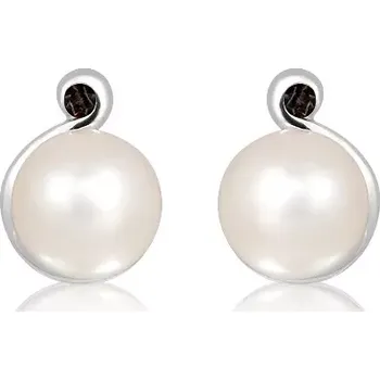 Náušnice Nona S Pearl and Smoky Quartz - stříbrné náušnice s perlou a kamenem quartz