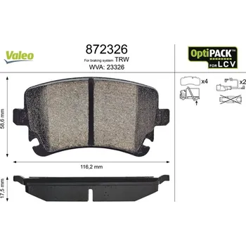 Brzdová destička Sada brzdových destiček, kotoučová brzda VALEO 872326
