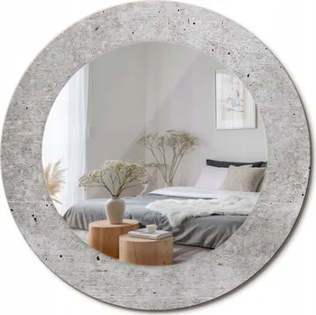 Zrcadlo Kulaté nástěnné dekorativní zrcadlo v rámu ze skla Šedý beton průměr 50 cm