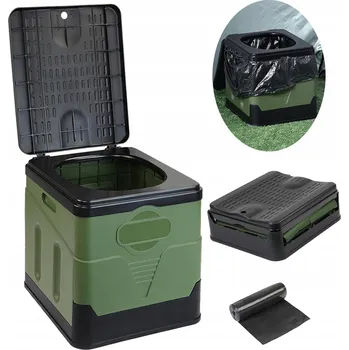 Toaleta pro kočku PŘENOSNÁ TURISTICKÁ TOALETA SKLÁDACÍ WC AŽ DO 150 KG + SÁČKY NA ODPAD