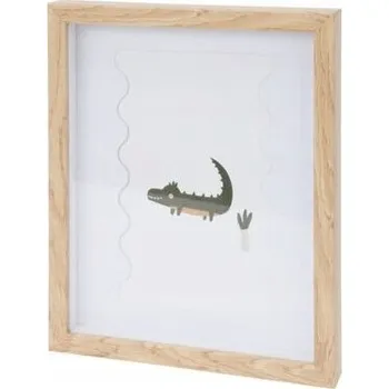 Obraz OBRÁZEK V RÁMU NÁSTĚNNÁ DEKORACE DO DĚTSKÉHO POKOJE 28x22,5 cm KROKODÝL