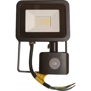LED reflektor 20W 1800LM 6500K studená bílá PIR senzor pohybu IP44 černý