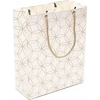 Dárková taška bílá se zlatým Květem života 20×25,5×8,5 cm