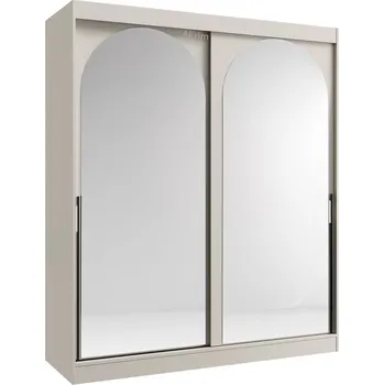 Šatní skříň Šatní skříň MODIN | se zrcadlem | 180 cm | kašmír/černé úchyty