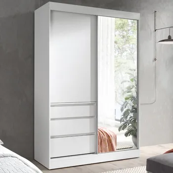 Šatní skříň Šatní skříň HAITI | se zrcadlem | 140 cm | bílá