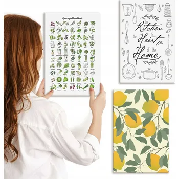 Obraz Sada Obrazů na Plátně Kuchyňské Bylinky Citrony Malované 3x 20x30 cm