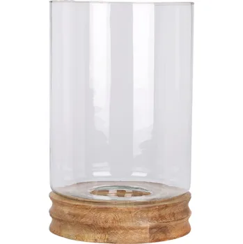 Home Styling Collection Dekorační lucerna z mangového dřeva a skla Ø 26 cm, výška 41 cm