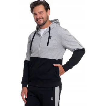 Pánská mikina PÁNSKÁ MIKINA NA ZIP S S KAPUCÍ MORAJ SPORTOVNÍ MÓDNÍ ČERNÁ XL