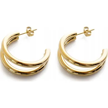 Náušnice Náušnice DVOJITÉ silné OCEL UŠLECHTILÁ POZLACENÁ