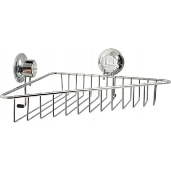Drátěná police Rohová polička s košíkem Rorets Twist & Fix, stříbrná