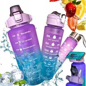 Láhev SADA 3 LAHVÍ MOTIVAČNÍ LAHEV NA VODU S ČASOVÝM ZNAČENÍM 2L 0,9L 0,3L