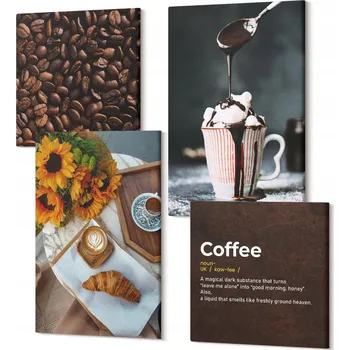 Obraz Sada Dekorací na Zeď Obraz Na Plátně Italská snídaně káva zrnková
