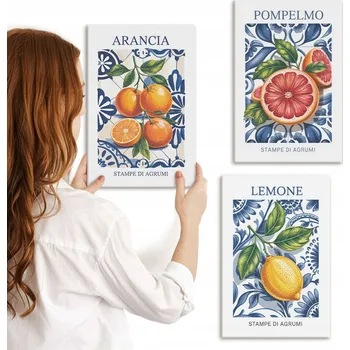 Obraz Sada obrazů do kanceláře - Citrusy, italský styl, moderní plakáty 3x 20x30 cm