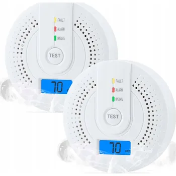 Zabezpečovací technika 2X SENZOR OXIDU UHELNATÉHO, KOUŘE A KYSLÍKU LCD DETEKTOR CO BEZDRÁTOVÝ HLÁSIČ