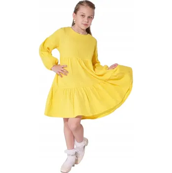 Dívčí šaty Bavlna Šaty BONITO pro dívky, velikost 110, ŽLUTÉ