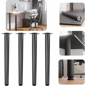 Podložka pod nábytek NOHY KE STOLU ČERNÉ KULATÉ NASTAVITELNÉ KOVOVÉ LOFT H-710mm SADA x4