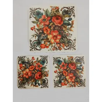 Podtácek - Kytice Velikost: čtverec 15cm + 2x čtverec 15cm