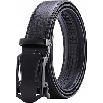 Opasek KOŽENÝ OPASEK PÁNSKÝ KE KALHOTÁM KE KALHOTÁM ELEGANTNÍ ČERNÝ GWC 120 CM