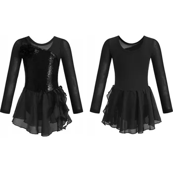 Body BALETNÍ TRIKOT PRO DÍVKY S TYLOVOU SUKÝNKOU ČERNÉ SE FLITRY VEL. 110