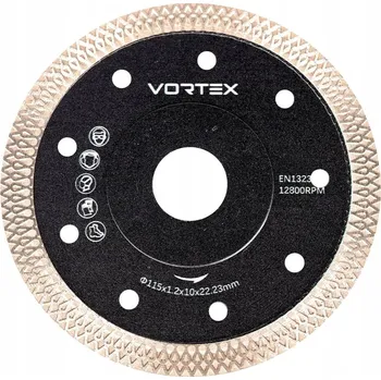 Řezný kotouč DIAMANTOVÝ KOTOUČ NA ŘEZÁNÍ GRESU 115 MM VORTEX