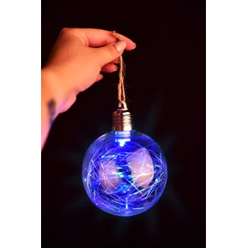 Vánoční dekorace XL svítící LED transparentní koule s proměnlivým barevným osvětlením 9,5 cm