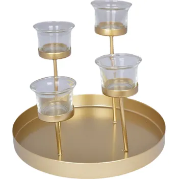 Svícen Zlatý kovový svícen na 4 svíčky IB Laursen