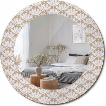 Zrcadlo Zrcadlo s potiskem do koupelny, kuchyně, předsíně, orientální květina, průměr 50 cm