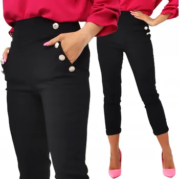 DÁMSKÉ KALHOTY CIGARETKY SLIM FIT MODERNÍ 48 4XL ČERNÉ.