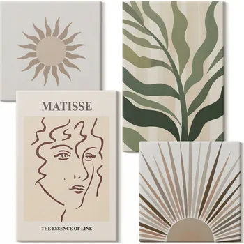 Obraz Kolekce Obrazů na Zeď Kompletní Abstraktní rostlinné vzory 4 kusy