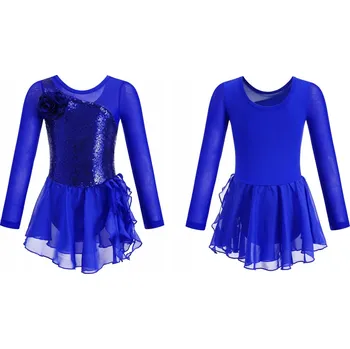 Body BALETNÍ TRIKOT PRO DÍVKY S TYLOVOU SUKÝNKOU, CHRPOVÁ BARVA, FLITRY, VELIKOST 130